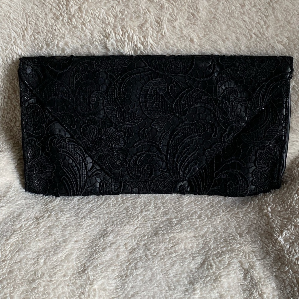 Jessica Simpson Black Envelope Clutch Bag